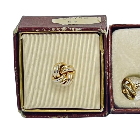Vintage Gold Tone Knot Tie Tack & Collar Bar Set In Original Box (6053) - Picture 2 of 4